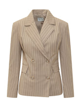 LE SULLY STUDIO - Double Breasted Pinstripe Blazer - Brown - LIDIASHOPPING® - Official Website