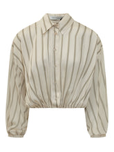 SIMONA CORSELLINI - Cropped Shirt with Stripes - White - LIDIASHOPPING® - Official Website