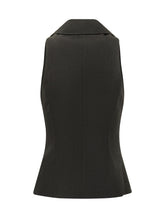 SIMONA CORSELLINI - Sleeveless Top with Lapel Collar and Buttons - Black - LIDIASHOPPING® - Official Website