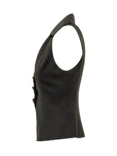 SIMONA CORSELLINI - Sleeveless Top with Lapel Collar and Buttons - Black - LIDIASHOPPING® - Official Website