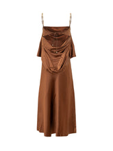 REBECCA VALLANCE - Phoenix Rose Draped Midi Dress - Brown - LIDIASHOPPING® - Official Website