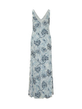 LAUREN RALPH LAUREN - Long Dress with V Neck and Print - Blue - LIDIASHOPPING® - Official Website
