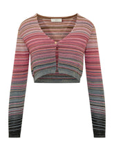 AKEP - Cropped Striped Cardigan in Lurex - Multicolor - LIDIASHOPPING® - Official Website