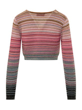 AKEP - Cropped Striped Cardigan in Lurex - Multicolor - LIDIASHOPPING® - Official Website