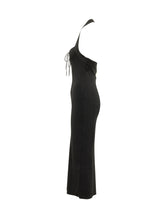 AKEP - Abito Lungo con Spalline e Allacciatura Frontale - Nero - LIDIASHOPPING® - Official Website