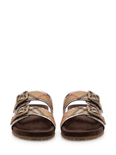 BURBERRY - Urchin Sandals with Double Buckle and Print - Brown - LIDIASHOPPING® - Official Website