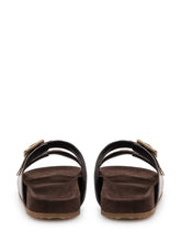 BURBERRY - Urchin Sandals with Double Buckle and Print - Brown - LIDIASHOPPING® - Official Website