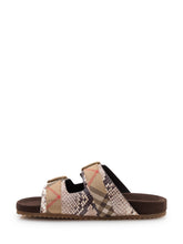 BURBERRY - Urchin Sandals with Double Buckle and Print - Brown - LIDIASHOPPING® - Official Website