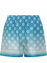 CASABLANCA - Shorts with Elastic Waist and Geometric Print - Blue - LIDIASHOPPING® - Official Website