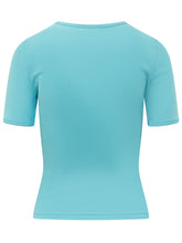 COURREGES - Contrast Logo T-shirt - Blue - LIDIASHOPPING® - Official Website
