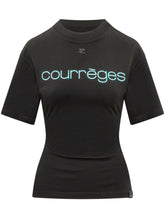 COURREGES - Fitted Printed T-shirt - Black - LIDIASHOPPING® - Official Website