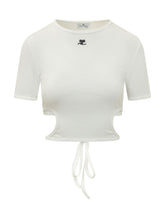 COURREGES - Cut Out T-shirt with Tie Detail - White - LIDIASHOPPING® - Official Website