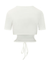 COURREGES - Cut Out T-shirt with Tie Detail - White - LIDIASHOPPING® - Official Website