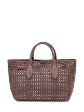 GIANNI CHIARINI - Mashup Handbag with Perforations and Double Handles - Brown - LIDIASHOPPING® - Official Website