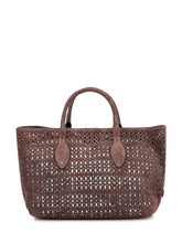 GIANNI CHIARINI - Mashup Handbag with Perforations and Double Handles - Brown - LIDIASHOPPING® - Official Website