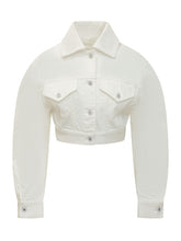 GIVENCHY - Cropped Denim Jacket with Pockets and Buttons - White - LIDIASHOPPING® - Official Website