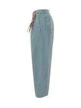 MARNI - Straight Leg Trousers with Knotted Belt - Blue - LIDIASHOPPING® - Official Website