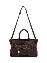 OSOI - Suede Leather Tote Bag with Studded Belt - Brown - LIDIASHOPPING® - Official Website