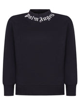 PALM ANGELS KIDS - Crewneck Sweatshirt with Neck Logo - Black - LIDIASHOPPING® - Official Website