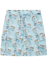 PALM ANGELS KIDS - Cargo Shorts with Palm Print - Blue - LIDIASHOPPING® - Official Website
