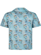 PALM ANGELS KIDS - Bowling Shirt with Palm Print - Blue - LIDIASHOPPING® - Official Website