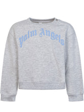 PALM ANGELS KIDS - Curved Logo Crewneck Sweatshirt - Grey - LIDIASHOPPING® - Official Website