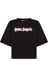 PALM ANGELS KIDS - Jersey T-shirt with Front Logo - Black | Lidia Shopping | Official Website