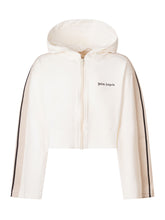 PALM ANGELS KIDS - Cropped Hoodie with Zip and Hood - White - LIDIASHOPPING® - Official Website