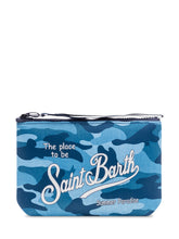 MC2 SAINT BARTH - Aline Pouch with Zip and Camouflage Print - Blue | Lidia Shopping | Official Website