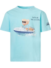 MC2 SAINT BARTH - T-shirt with Illustrated Print and Lettering - Blue - LIDIASHOPPING® - Official Website