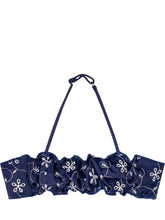 MC2 SAINT BARTH - Top Bikini Bandeau con Arricciature e Ricamo - Blu - LIDIASHOPPING® - Official Website