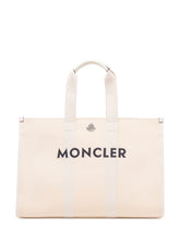 MONCLER - Tote Bag with Double Handles and Logo - White - LIDIASHOPPING® - Official Website