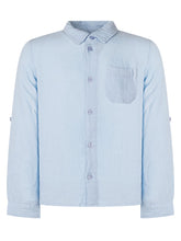 GUESS KIDS - Long Sleeve Shirt with Chest Pocket - Blue - LIDIASHOPPING® - Official Website