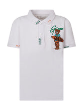 GUESS KIDS - Polo Shirt with Collar and Bear Embroidery - White - LIDIASHOPPING® - Official Website