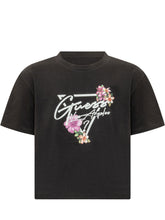 GUESS KIDS - T-shirt Crop con Stampa Floreale - Nero - LIDIASHOPPING® - Official Website