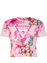 GUESS KIDS - Floral Print Logo T-shirt - Pink - LIDIASHOPPING® - Official Website