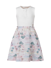 GUESS KIDS - Mixed Fabric Dress with Tropical Print - White - LIDIASHOPPING® - Official Website