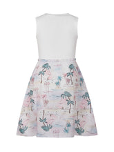 GUESS KIDS - Mixed Fabric Dress with Tropical Print - White - LIDIASHOPPING® - Official Website