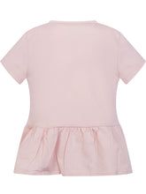 GUESS KIDS - Short Sleeve T-shirt with Ruffle Hem and Floral Print - Pink - LIDIASHOPPING® - Official Website