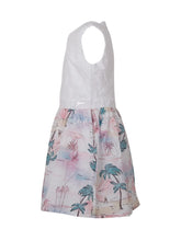 GUESS KIDS - Sleeveless Mixed Fabric Dress with Tropical Print - White - LIDIASHOPPING® - Official Website