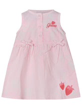 GUESS KIDS - Sleeveless Striped Dress with Strawberry Embroidery and Hat - Pink - LIDIASHOPPING® - Official Website