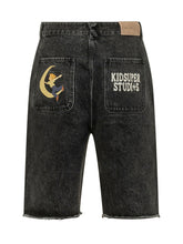 KIDSUPER - Bermuda Denim Shorts with Patches - Black - LIDIASHOPPING® - Official Website