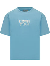 KIDSUPER - Short Sleeve T-shirt with Printed Logo - Blue - LIDIASHOPPING® - Official Website