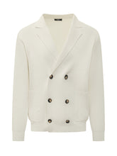HOSIO - Double Breasted Blazer with Patch Pockets - White - LIDIASHOPPING® - Official Website
