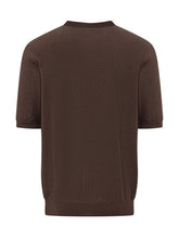 HOSIO - Maglia Girocollo Maniche Corte Traforata - Marrone - LIDIASHOPPING® - Official Website