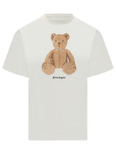 PALM ANGELS - T-shirt con Stampa Orso e Logo Frontale - Bianco - LIDIASHOPPING® - Official Website