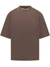 PALM ANGELS - T-shirt with Neck Logo - Brown | Lidia Shopping ® | Official Website