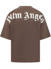 PALM ANGELS - T-shirt con Logo sul Collo - Marrone | Lidia Shopping | Official Website