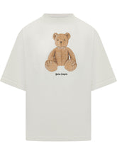 PALM ANGELS - T-shirt con Stampa Orso e Logo Frontale - Bianco - LIDIASHOPPING® - Official Website