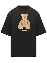 PALM ANGELS - T-shirt with Bear Print and Front Logo - Black - LIDIASHOPPING® - Official Website